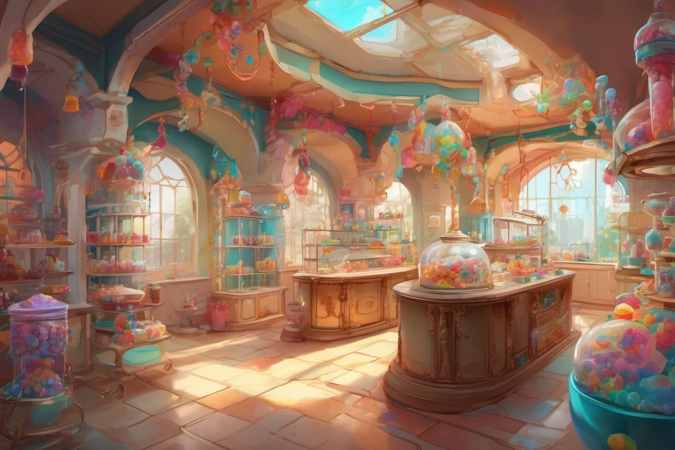 Original locally generated colorful candy workshop interior
